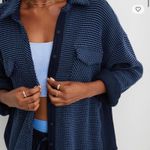 Aerie LumberJane Waffle Shirt Oversized Button Up Navy Blue Women’s size Small Photo 0