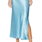 Vince NWT Satin Side Slit Slip Midi in Fountain Blue A-line Skirt M $325 Photo 3