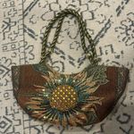 Vintage Bling Sequin Pineapple Sunflower Purse Brown Photo 0