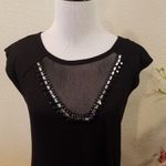 Carmen Marc Valvo 🛍 Black Peekaboo Vneck Top Sz Sm Photo 3