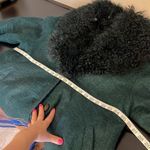 Penny Lane handpainted boho coat, mohair & leather mongolian fur shaggy collar,L Green Size L Photo 11