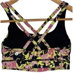 Lululemon NEW  Energy Bra Yellow Black Floral Luxtreme Racerback Sports Bra Sz 4 Photo 1