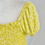 Lush Clothing New Lush Printed Puff Sleeve Smocked Crop Top  Photo 3