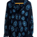 Sarah Spencer Lambswool Knit Swirl Artsy Cardigan Sweater Black Blue Size 2X Photo 0