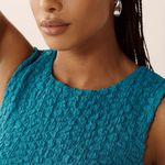 Anthropologie By Textured Pull-On Sleeveless Crewneck Ruched Mini Shift Dress Photo 4