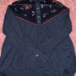 Free People  Women's Blouse Hearts And Colors Striped Navy And Floral Size S EUC Photo 5