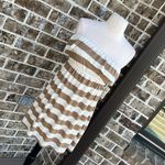 Forever 21 Strapless Oatmeal Taupe Striped Mini Dress Knit Beach Coverup Womens Small Photo 9