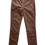 Loft NWT Polka Dot Velvet Skinny Jeans Pants Size 25 Brown and Metallic Gold Photo 0