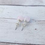 Vintage Stud Earrings Retro Light Pink Frosted Ball Small & Dainty Photo 5