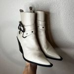 Topshop  Hadria Leather Cream Western Ankle Boots Pointed Toe Buckle Straps 39 Photo 1