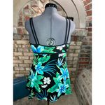 one piece swimsuit swimdress Vintage floral blue black green Size 12 Photo 3