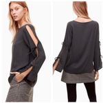 Aritzia Wilfred Pozzi Black Open Tie Sleeve Blouse Photo 1