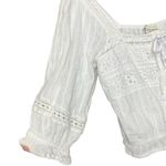 American Eagle Square neck crochet eyelet poof sleeve Cottagecore crop #755 Photo 6