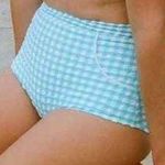 NEW Free People Seea Small high waisted bottoms Lagoon Textured Check Blue NWT White Photo 0