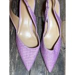 Ann Taylor  Women Purple Pointed Toe Straw Slingback Kitten Heel Pumps Size 10M Photo 7