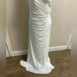 Mac Duggal Mac‎ Duggal One-Shoulder Ruched Jersey Gown white maxi Sz 10. NWT Photo 4