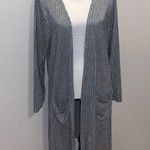 Ellie Wilde Wilde sparkly silver holiday long cardigan sweater with pockets Photo 0