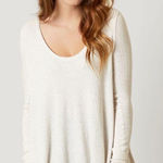 Free People We The  Sz M Malibu Thermal Top Oatmeal Heather Scoop Neck Oversized Photo 0