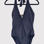 Helen Jon Womens Swimsuit Black Plunge Tortoise One Piece Halter Beach Small Photo 1