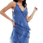 Abercrombie & Fitch Abercrombie Powder Blue Ruffle Maxi Dress Photo 0