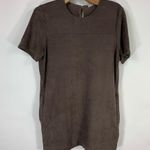 Chloe K  Brown Suede Mini Shift Dress Pockets Small Photo 4