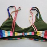 No Boundaries  Stripe Pink Swim Sports Bra Bralette Bikini Top L Large Photo 1