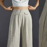 SOVERE | Instance Linen Straight Leg High Waisted Trousers Pants Natural S Photo 0