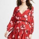Valencia & Vine Red Floral Mini Blouson Tiered Dress Medium NWT Summer Chic Boho Photo 0