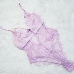 Victoria's Secret Just Sexy Lingerie Pastel Lavender Lace Strappy Bodysuit Photo 0