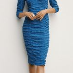 ZARA Blue Textured Midi Ruched Dress Photo 0