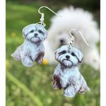 Bichon Frise Earrings New Dangle Hooks Double Sided Fluffy White Teddy B… Photo 1