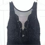 Lulus Lulu’s Black Dress Mini Mesh Deep V Neck Crochet Size M Photo 1