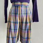 American Vintage Vintage GAP 90s High Waisted Plaid Pleated Shorts Muted Yellow Green Blue 2 Photo 0