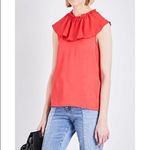 Maje NWT Lierro Ruffle Overlay Rouge Top Size Medium Photo 3