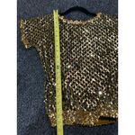 VTG Southeastern Gold Sequin Beaded Top Women Small 17"x21" Sparkle Disco Party Photo 7