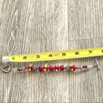 Red lamp work bead bracelet with silver and Swarovski crystals Photo 2