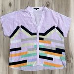 Tibi  Multicolored Silk Pink Multicolored Blouse Top Women’s Small Photo 1