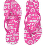 PINK - Victoria's Secret PINK Victoria’s Secret Pink Gossip Dog Print Flip Flops Beach Pool NEW Size 8 Photo 0