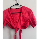 ZARA  Red Linen Blend Wrap Crop Top Size Small Photo 2