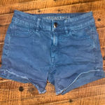 American Eagle hi-rise shortie 0 cutoff blue shorts Photo 0