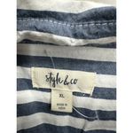Style & Co Button Down Shirt Women XL Blue Striped Nautical Coastal Collar Basic Photo 5