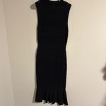 Alexis  Rilla Knit Midi Dress trumpet crochet black fall semi sheer size M Photo 4