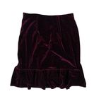 Urban Outfitters  Velvet Ruffle Wrap Mini Skirt Burgundy XS Holiday Glam Photo 2