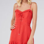 Forever New Ever New Melbourne Red Corset Style Flounce Hem Mini Linen Blend Dress Womens 2 Photo 0