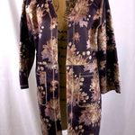 Chelsea & Violet Chelsea & Theodore faux leather/suede deep purple w/floral open jacket Size L Photo 2