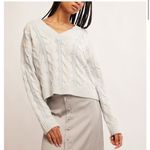 Free People  Washed Cable V Neck / Pale Blue Photo 1