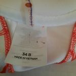 Shade & Shore  Swimsuit Top Womens Size 34B Orange White Bikini Halter Tie Back Photo 5