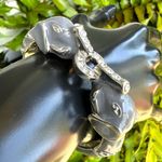 Grey elephant enamel hinged bangle bracelet Gray Photo 4