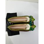 NWT Dreamwalker "Sandra Lima" Handmade Shoes Green Bow Art Flats Size 37 Brown Photo 3