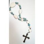 Christian prayer beads rosary beads white and turquoise beads silver cross Blue Photo 7
